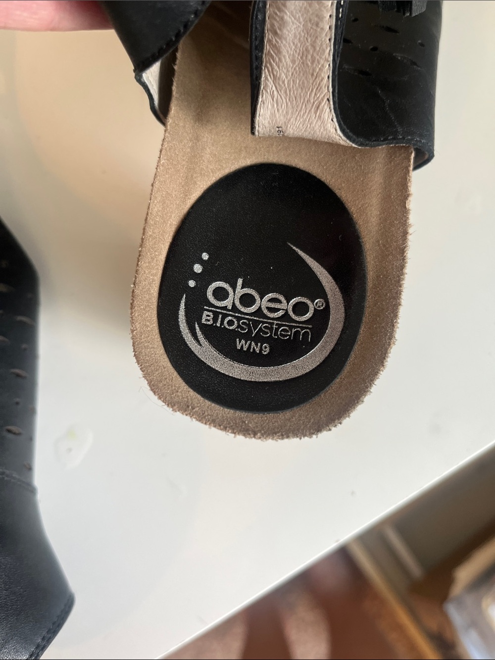 Abeo Black Leather Perforated Open-Toe Slingback Sandals - Picture 7 of 8